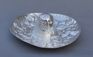 Vintage Large 6 5/8 " Sterling Silver Mexican Sombrero Repousse Ashtray 89 Grams