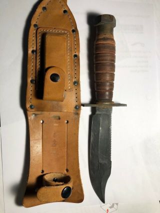 Vintage Camillus Ny Pilot Survival Knife Fixed Blade W/sheath
