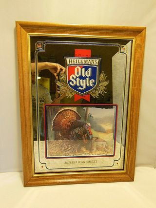 Old Style Beer Wildlife Series Eastern Wild Turkey Mirror Advertising Sign 1993