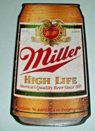 Vintage Miller High Life Beer Can Metal Tin Sign Miller Brewing Co Authentic