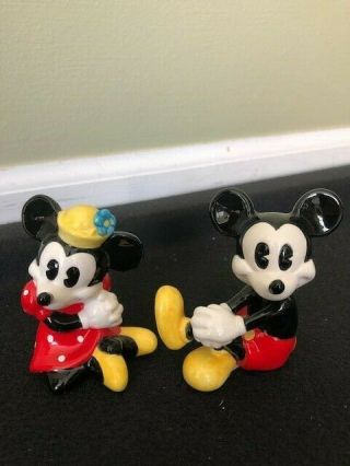 Vintage Disney Mickey And Minnie Mouse Porcelain Figurines