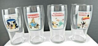 Set Of 4 Vintage Guinness Glass Set Museum Dublin Toucan Lion St.  James Gate
