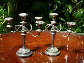Vintage Matched 3 Arm Silver Plated Candelabra Made In England