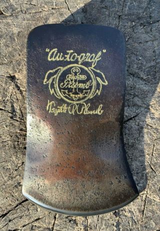 Vintage Plumb Au - To - Graf Fayette Plumb Anchor Brand Autograf Autograph Axe Head