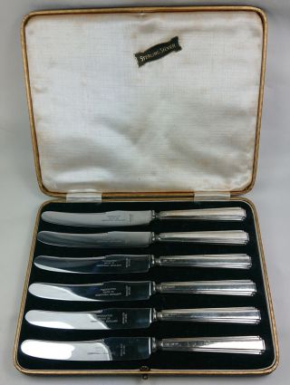 Odeon Style Eric Viners Art Deco Silver Handled Butter Knives Sheffield 1939