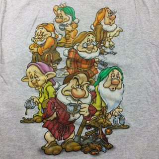Walt Disney World Seven Dwarf’s We ' re all Grumpy in the Morning Night Shirt OS 3