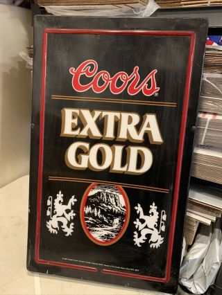 1985 Coors Extra Gold Beer Lighted Sign Bar Pub Vintage Man Cave 26x15”