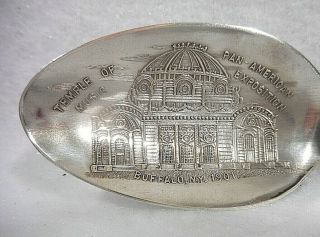 Sterling Silver Souvenir Spoon Pan American Expo Buffalo,  Ny,  Ca.  1901
