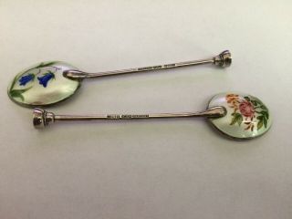 Henry Clifford Davis Enamelled Solid Silver Spoons.  1952 Birmingham