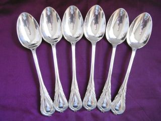 Lovely Set Of 6 Antique Victorian Silver Plated Epns Lily Pattern Dessert Spoons