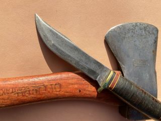 Vintage Plumb Boy Scouts Hand Axe And Western Knife & Sheaths