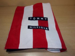 Vintage Tommy Hilfiger Red,  White And Blue Us Flag Beach Towel