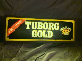 Vintage Tuborg Gold Beer Light Up Sign Bar Pub Man Cave
