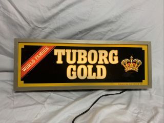 Vintage Tuborg Gold Beer Light Up Sign Bar Pub Man Cave 2