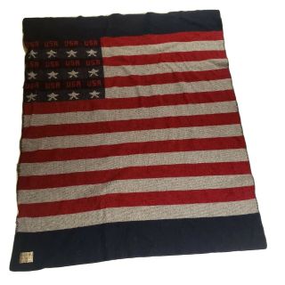Woolrich Wool Blend Usa Flag Freedom Throw Blanket 52 " X 64 " America Patriot Vtg