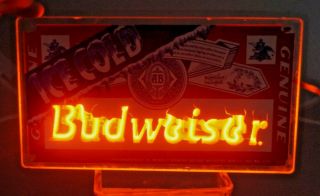 Vintage 1993 Ice Cold Budweiser Beer Neon Bar / Window Advertising Sign
