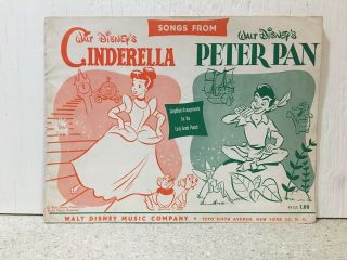 Peter Pan & Cinderella 1953 Artwork & Song Book Walt Disney Music Company