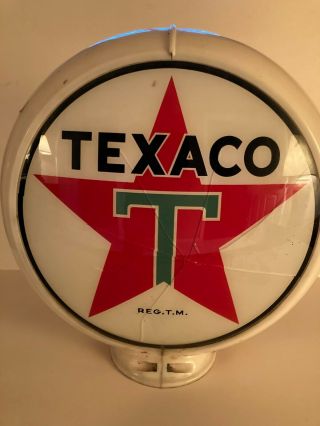 Vintage Texaco Gas Pump Globe Front Cracked Back Missing Texaco Red Paint On It