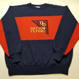 Vtg University Of Dayton Sweatshirt Mens L/xl Crable Ohio Nova Check Ud 90s Q46
