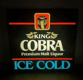 Vintage King Cobra Premium Malt Liquor Beer Bar Sign Lighted Sign 18 " X18 "