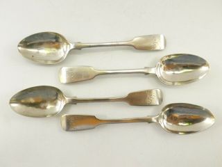 SET OF FOUR ANTIQUE VICTORIAN SILVER TEA SPOONS / HALLMARKED EXETER 1857 R340/8 2