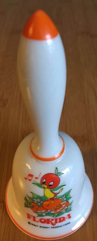 Vintage Disney Florida Orange Bird Ceramic Souvenir Bell 1970’s W/ Price Tag
