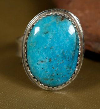 Closeout Vintage Navajo Big Bold Sterling Silver Baby Blue Turquoise Ring Size 8