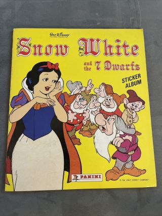 Vintage Snow White 7 Dwarfs Sticker Book Panini Disney Complete Stickers Italy