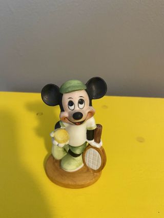 Vintage Walt Disney Mickey Mouse Tennis Ceramic Figurine 4 "