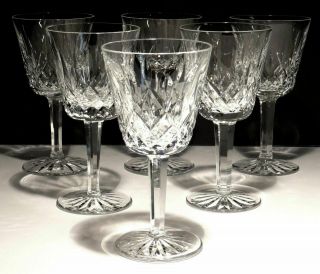 6 Vintage Waterford Crystal Lismore Claret Wine Glasses 5 7/8 " Made In Ireland