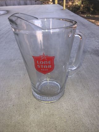 Vintage Lone Star Beer Pitcher With Thick Heavy Glass