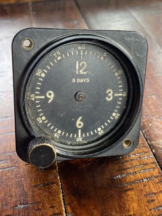 Vintage Ww2 Bulova A - 11 Military Aircraft Dash Clock 8 - Day