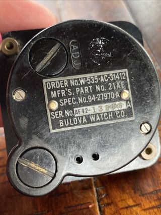 Vintage WW2 Bulova A - 11 Military Aircraft Dash Clock 8 - Day 2