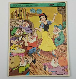 Vtg Walt Disney’s Snow White Seven Dwarfs Frame Tray Puzzle,  1960’s Whitman