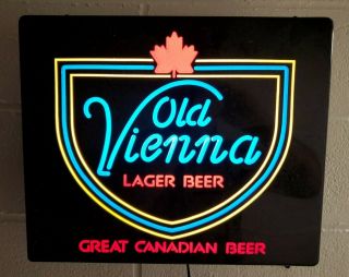 Vtg 1984 Old Vienna Lager Beer Canadian Mancave Cave Faux Neon Style Lighted