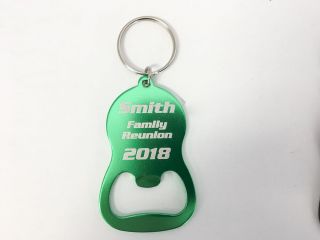 50pcs Custom Engraved Green Metal Bottle Flat Opener Keychain