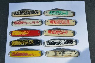 10 Vtg U.  S.  A Carbon Steel Pocket Knives Dick Tracy Coca Cola The Duke 1970 