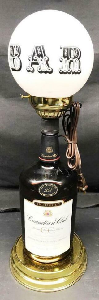 Vintage Canadian Club Whiskey Bottle Bar Glass Globe Lamp,  Bar Lamp,