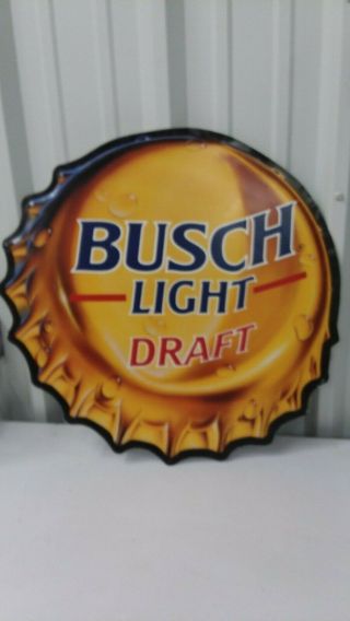 Vintage (1990) Busch Light Bottle Cap Beer Sign - Metal 24 "