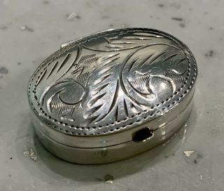 Antique Vintage Tiny Sterling Solid Silver Snuff Trinket Pill Box Pot Marked 925