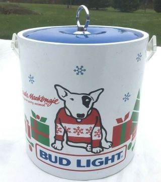 Vintage 1987 Budweiser Spuds Mackengie Christmas Ice Bucket