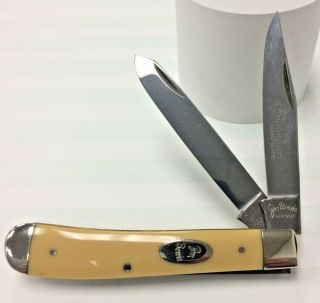 Jim Bowie German 2 Blade Trapper Knife.  3 3/4 " Length.  Yellow Handles,  Rustless