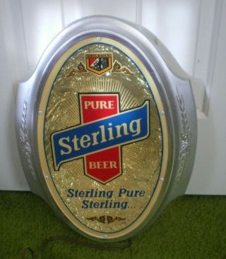 Vintage Sterling Beer Lighted Sign Bar Wall 15 " X 19 " Man Cave Fr/shp
