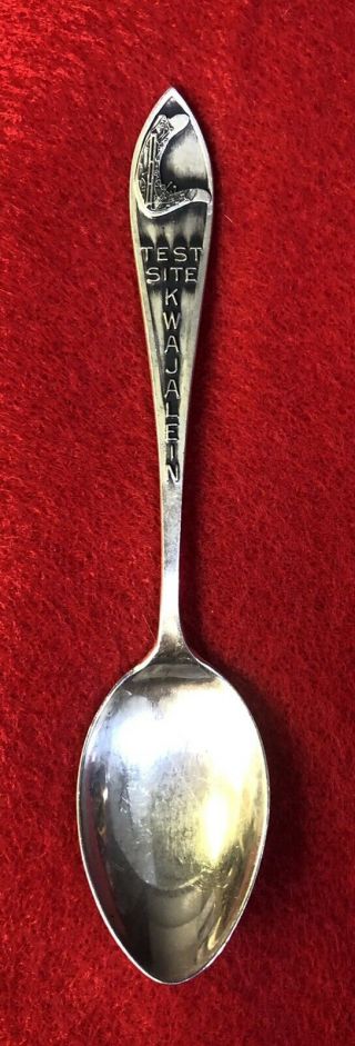 Vintage Military Kwajalein Test Site Sterling Silver Souvenir Spoon 4 1/4
