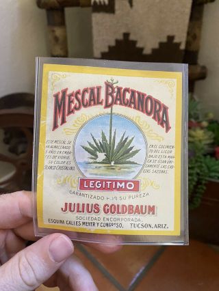 1890 Pre - Prohibition Julius Goldbaum Tucson Arizona Whiskey Rare Label Antique