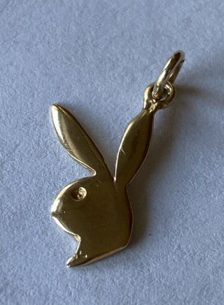 Vintage Solid 14k Yellow Gold Playboy Bunny Charm Or Pendant
