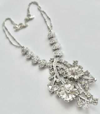 Signed Pennino Vintage Crystal Rhinestone Flower Wedding Diamante Necklace 808