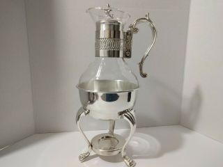 Vintage Silver Plate & Glass Coffee/tea Carafe Pitcher With Stand