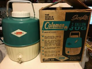 Vintage Aqua Coleman Snow Lite 2 Gallon Jug W/ Box 5502a704 Extremely