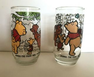 Set Of 2 Vintage Sears Disney Winnie The Pooh & Friends 5 Inch Drink Glasses